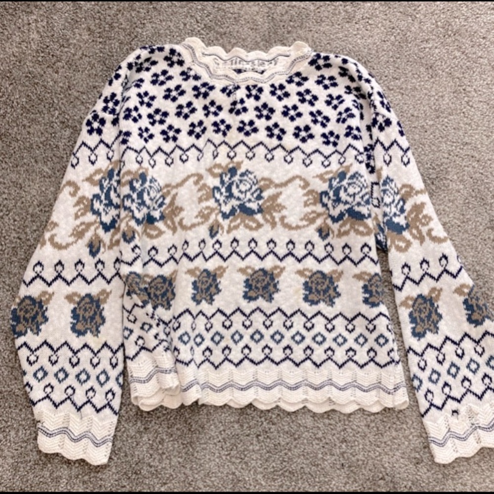 Vintage woven floral sweater, no tags